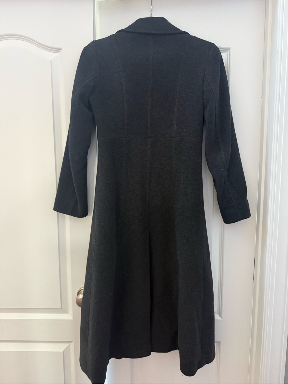 Classic Gray Black Women's Long Wool Coat - Picture 3 of 3